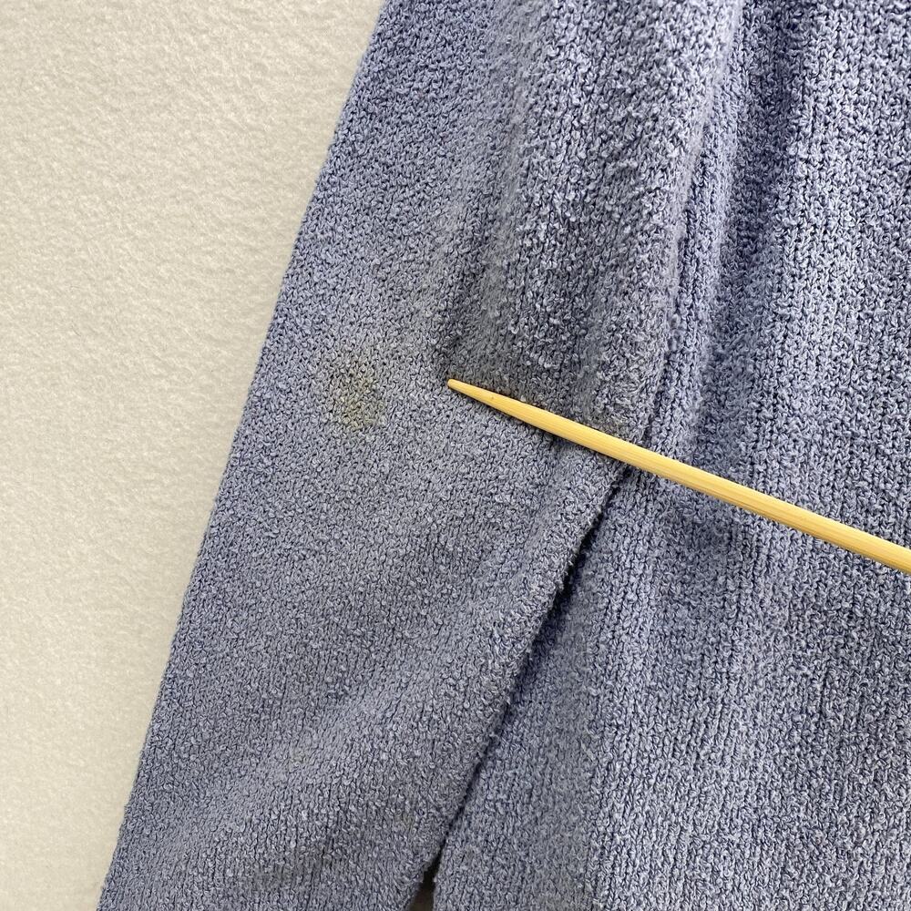 EILEEN FISHER Sweater L Organic Cotton Cardigan Blazer Open Front Pockets Blue - Picture 13 of 14